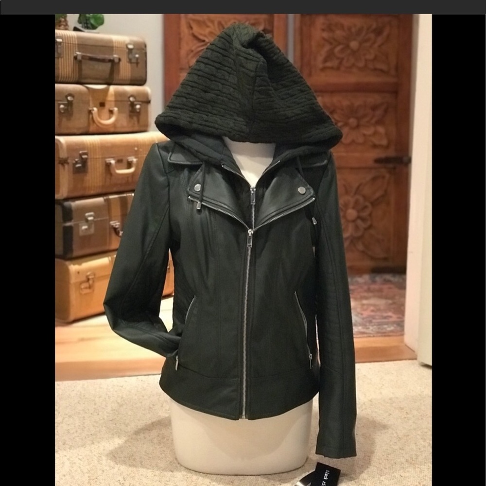 Black Rivet Leather Touch Jacket